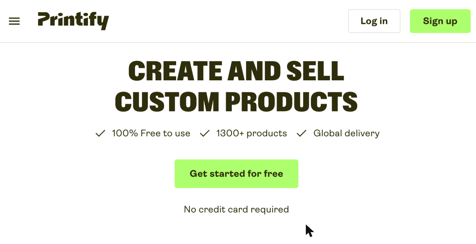 Printify signup page