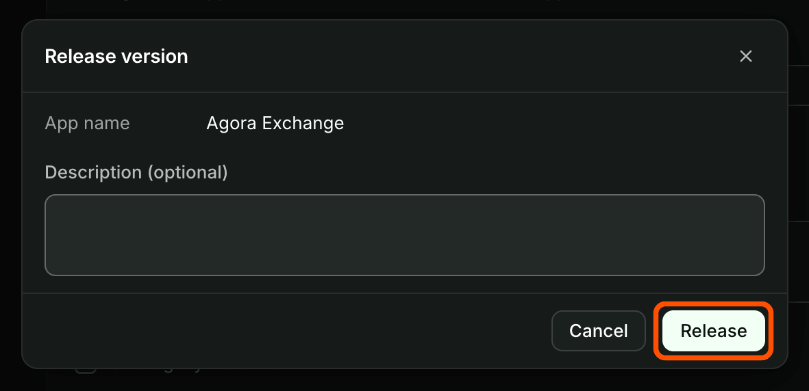 The Release version window with the Release button